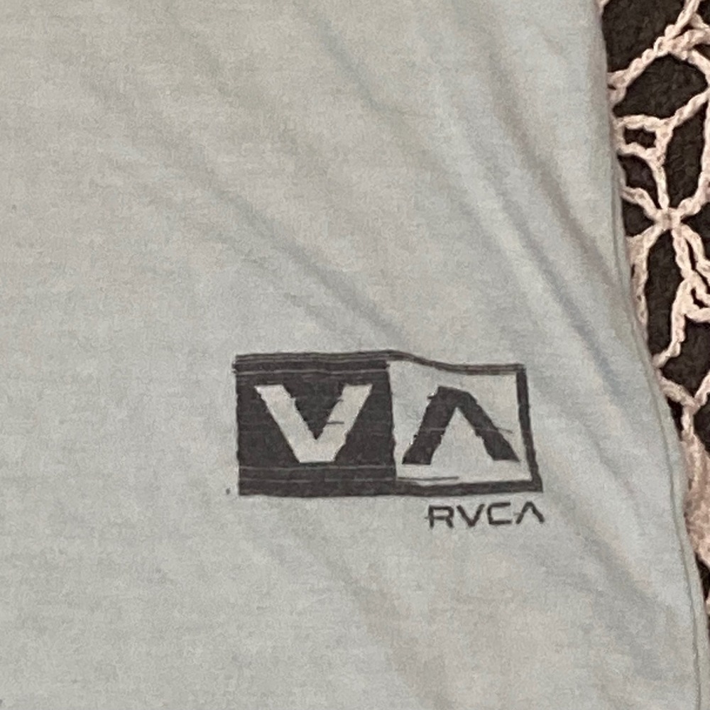 RVCA Vintage Dye T-Shirt Mens XL Light Blue VA Logo Graphic Short Sleeve Tee - Picture 2 of 6